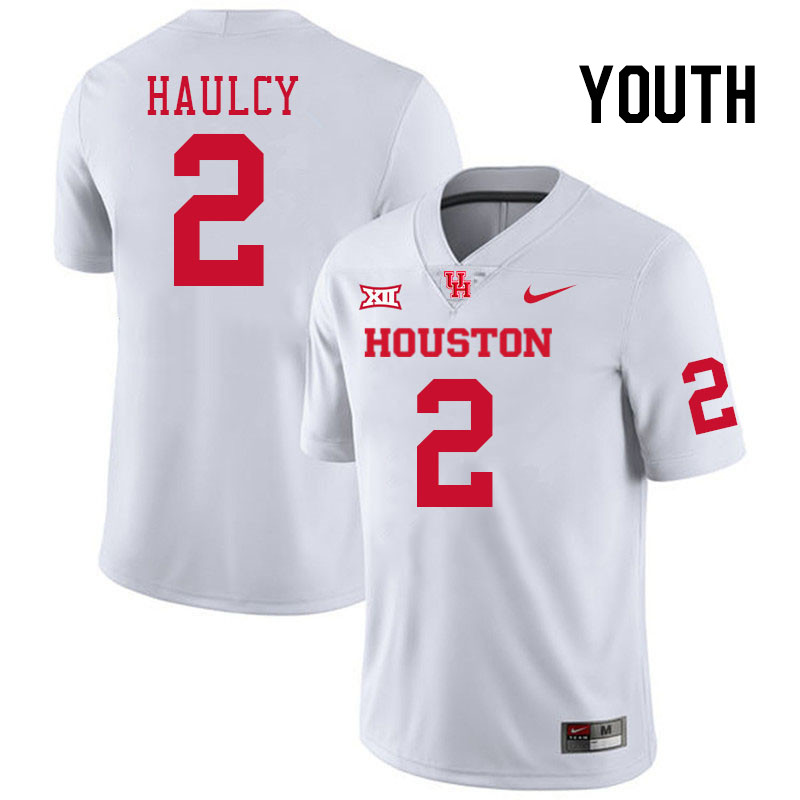 Youth #2 A.J. Haulcy Houston Cougars College Football Jerseys Stitched-White